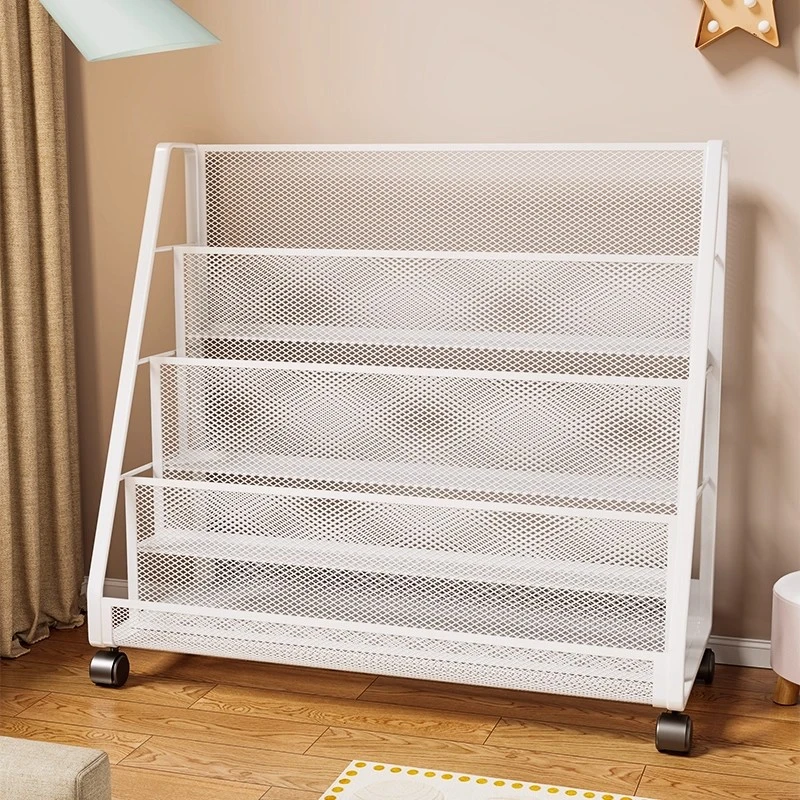 可移动带轮子落地书架置物架家用简易储物多层书本收纳架儿童书柜