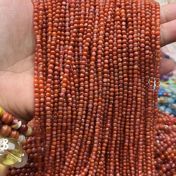 玛瑙/玉髓未镶嵌珠宝半成品一条3mm南红