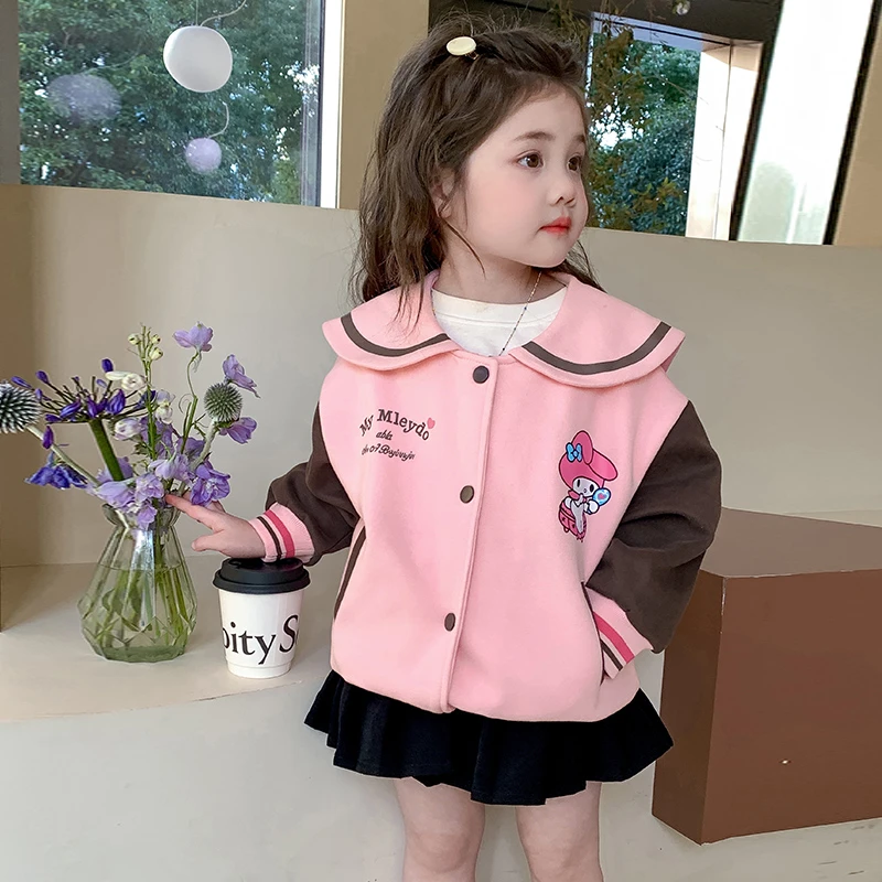 儿童外套春秋季2025新款孩宝宝美乐蒂海军领棒球服女童休闲百搭款