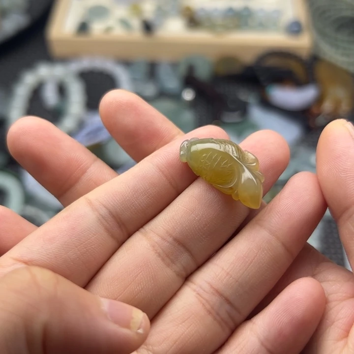 翡翠未镶嵌颈饰金鱼