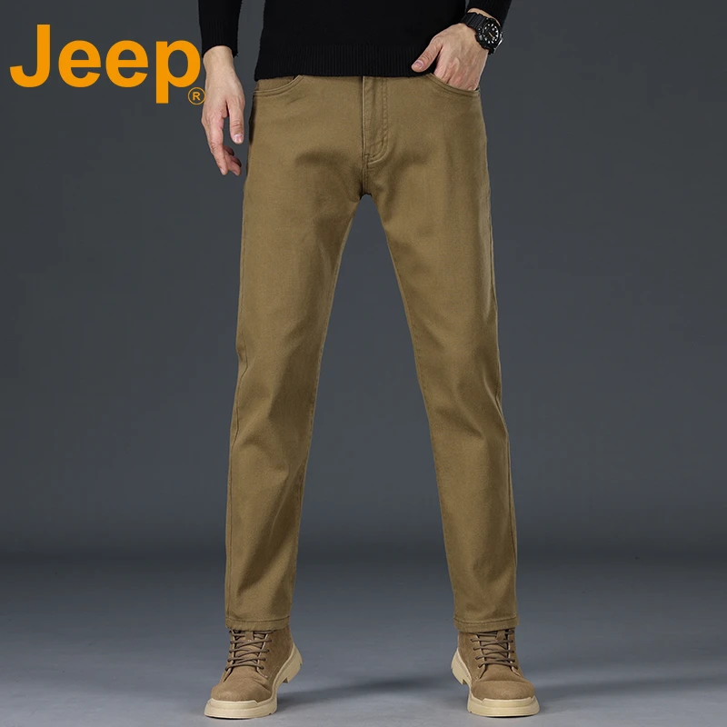 JEEP吉普休闲裤男春季高级百搭棉弹男裤男士宽松直筒弹力裤子男