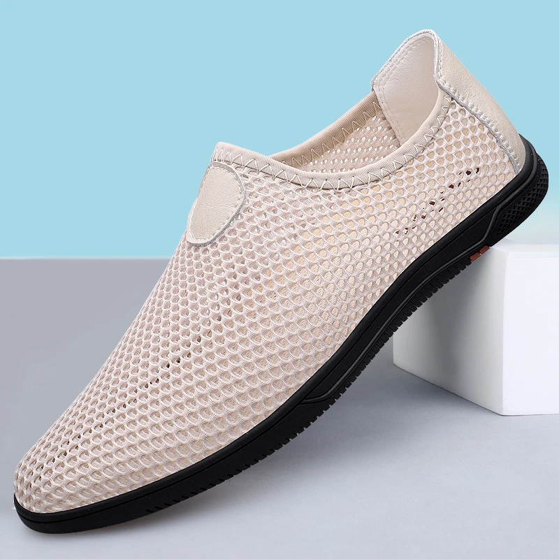 网面鞋男夏季镂空透气凉感休闲鞋2025新款一脚蹬男鞋软底轻便鞋子