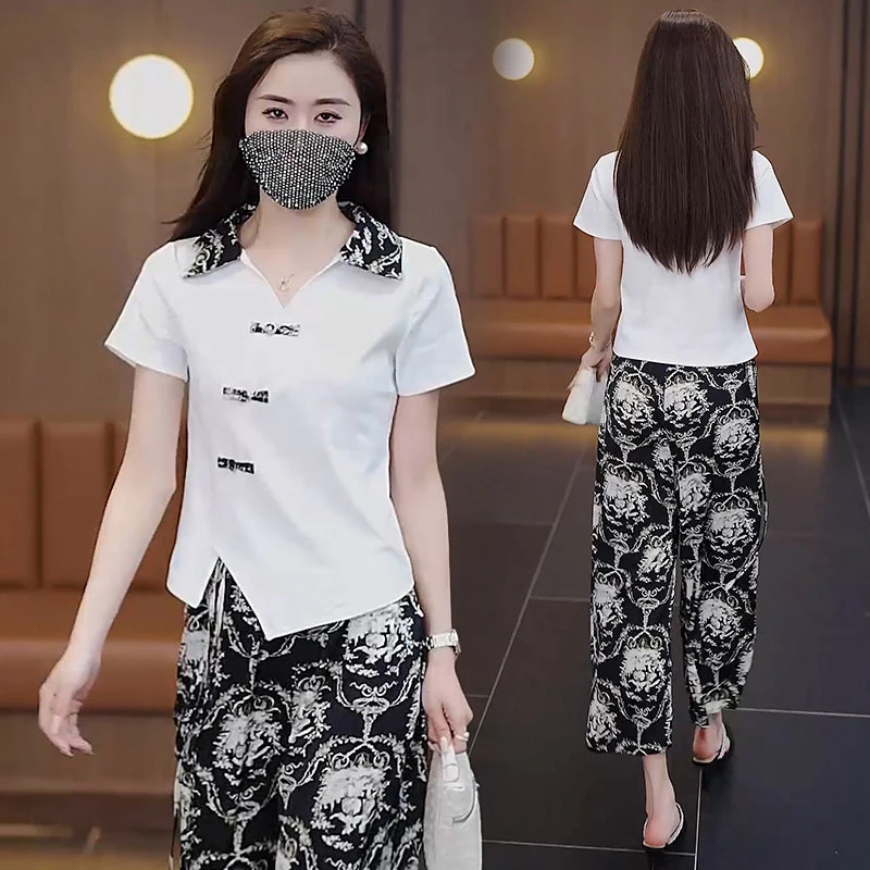 品质阔腿裤套装女2025夏季收腰休闲衣服洋气减龄网红时尚两件套