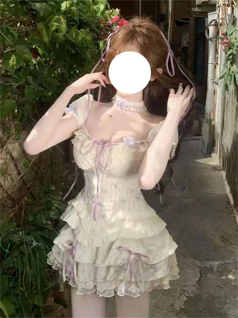 纯欲风甜美显瘦气质碎花露肩上衣蓬蓬半身裙女夏季新款套装两件套
