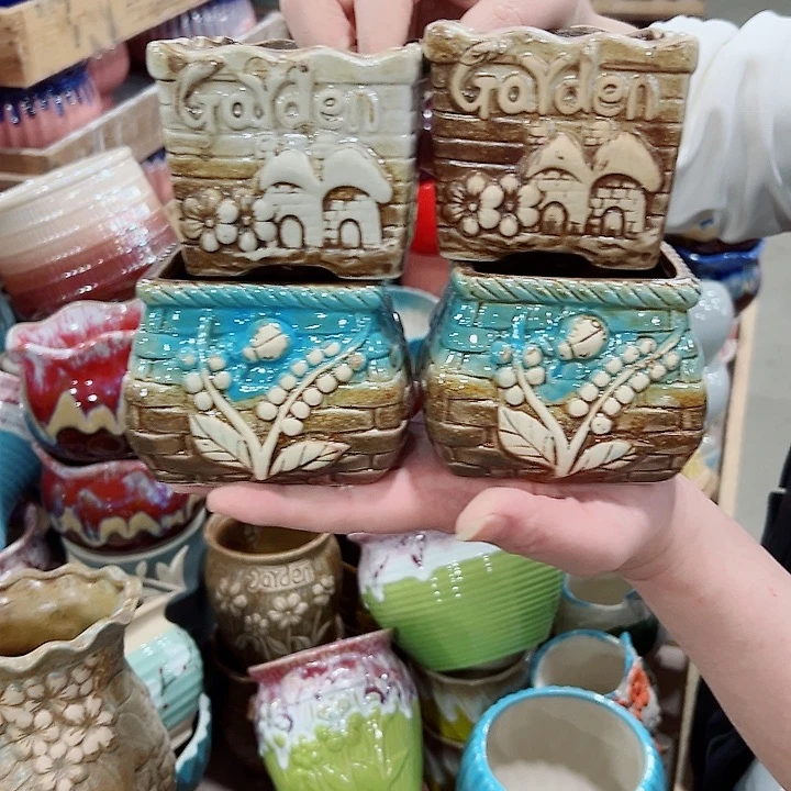 有孔.凑满10元发货多肉陶瓷花盆！