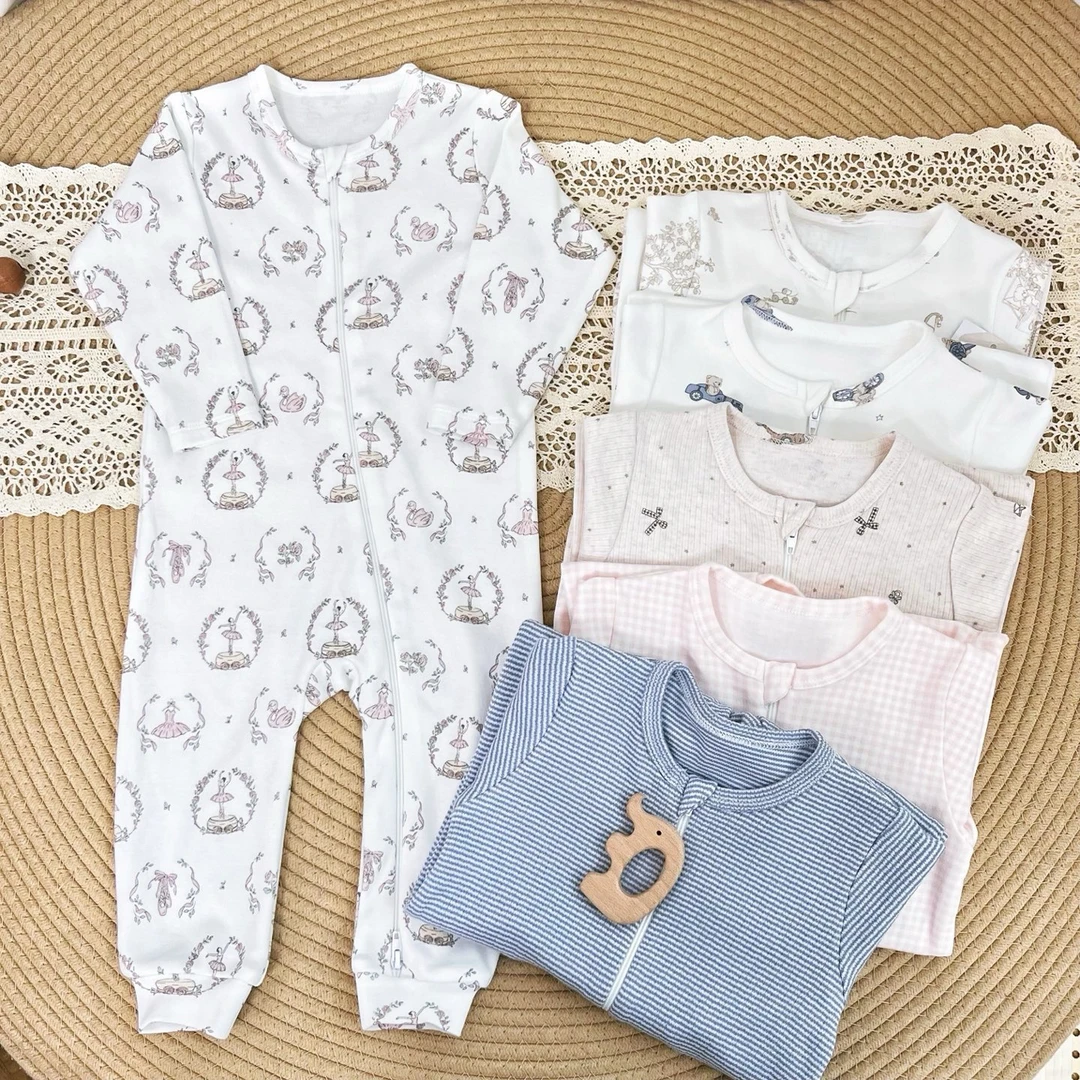 可爱风长袖通用简约连体哈衣爬服婴儿连体衣女童可露丽风