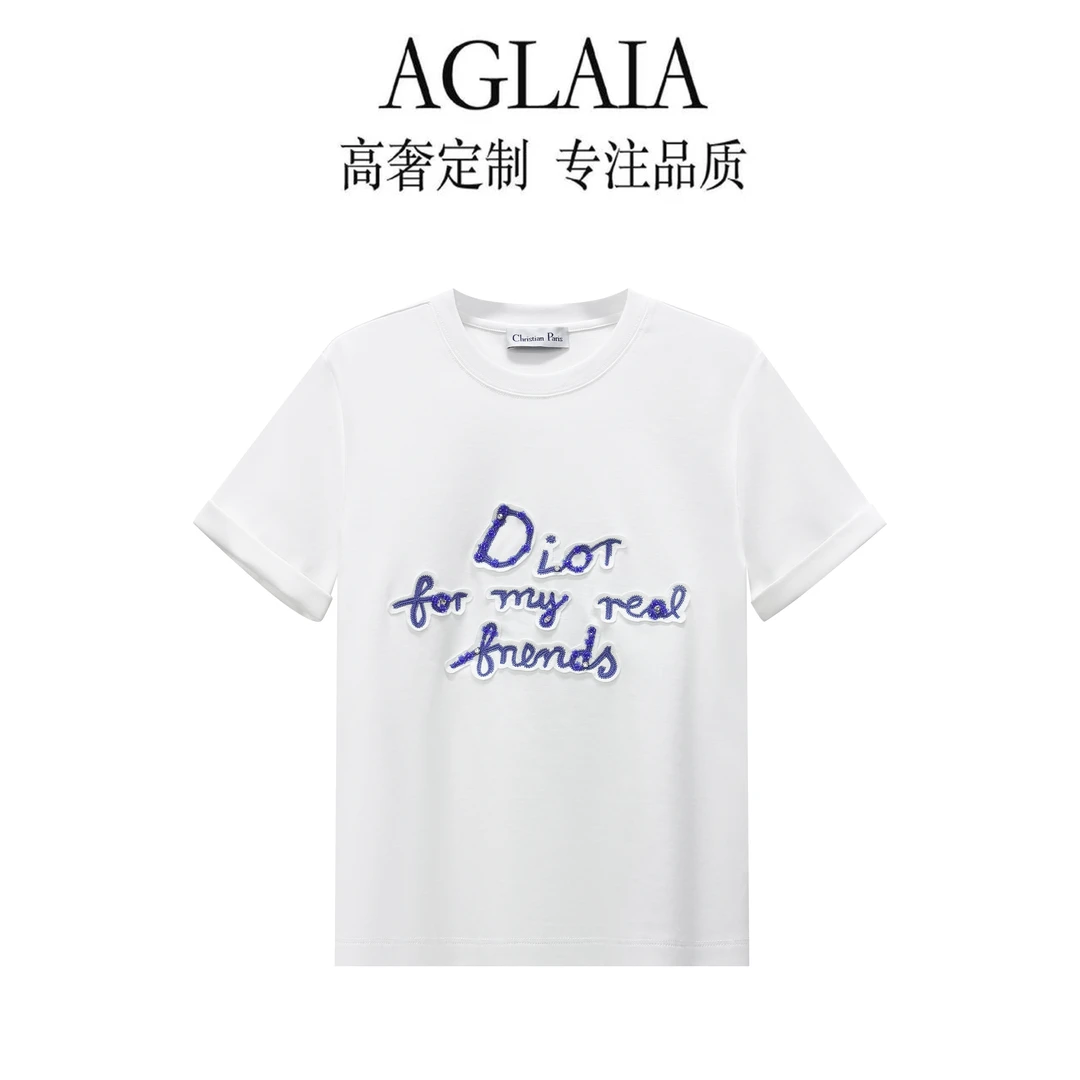 AGLAIA2025夏季设计感小众简约时尚百搭圆领纯色短袖T恤6072