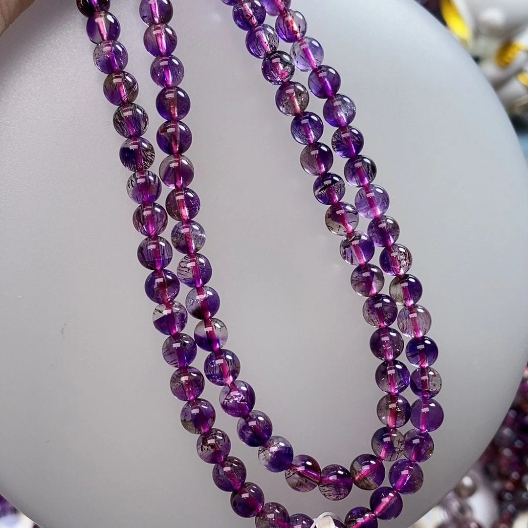 未镶嵌手链水晶6左右紫超七多圈H616