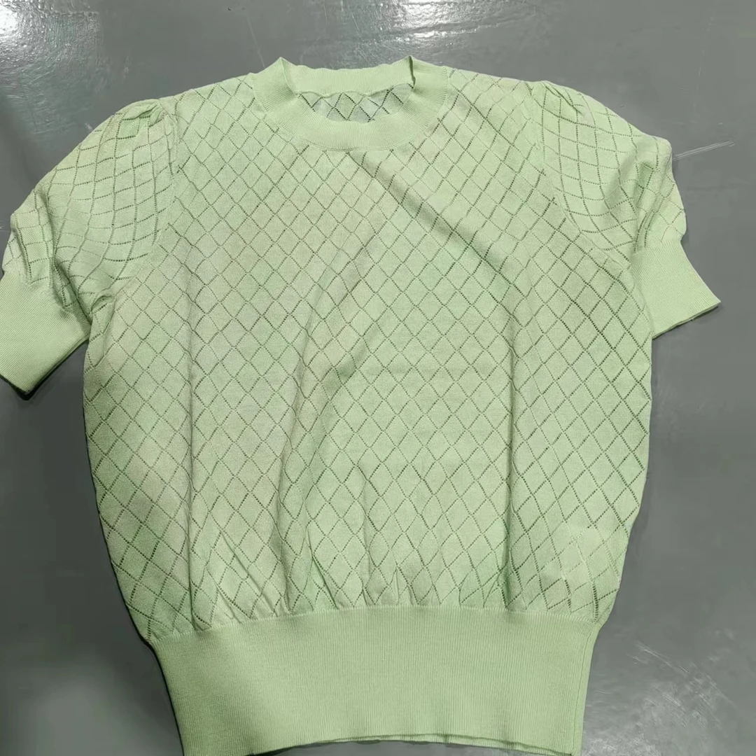 257号【南油玲姐】绿色套头短袖毛针织衫MY051