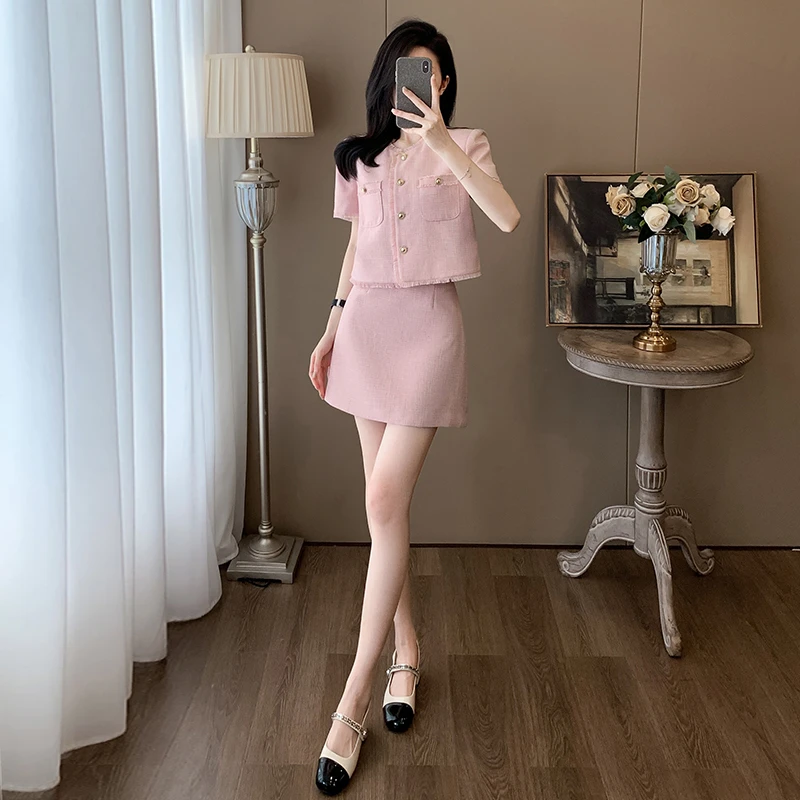 夏季小香风裙子套装女2025新款法式小个子设计感时尚高级感两件套