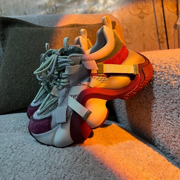 松糕厚底时尚拼色老爹鞋休闲复古女鞋单鞋9225