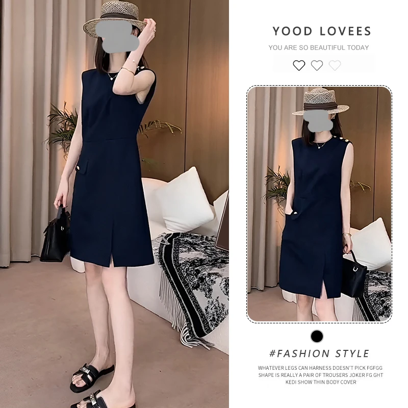 韩版纯欲简约都市法式背心裙无袖连衣裙女高级感收腰小个子短裙潮
