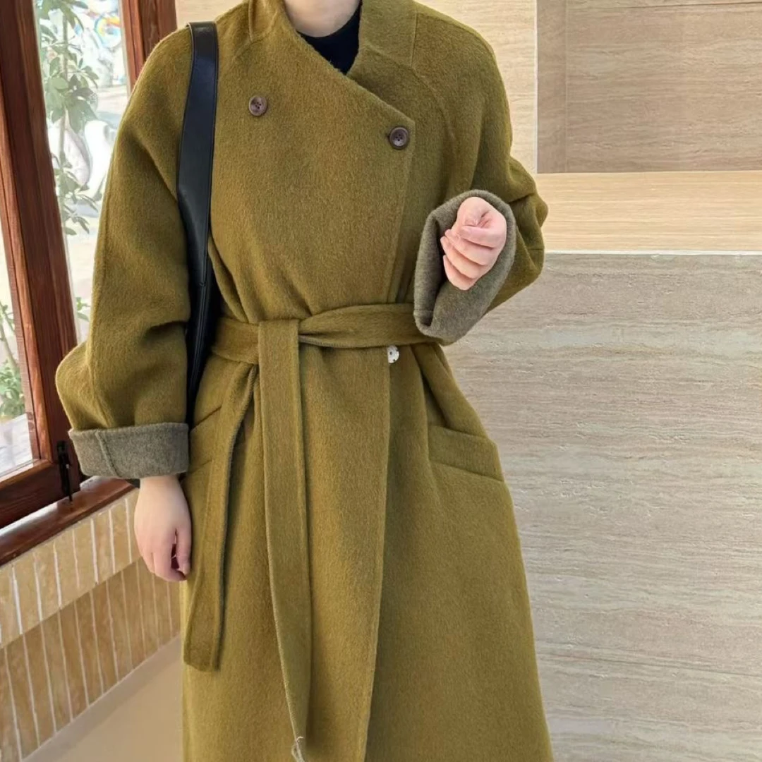 【璐小璐】秋冬长款翻领双面呢大衣千金风慵懒风高级感