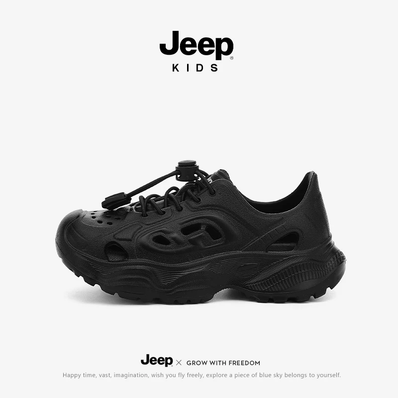 jeep男中童凉鞋6-12岁潮款儿童包头防撞洞洞鞋夏季女童溯溪沙滩鞋