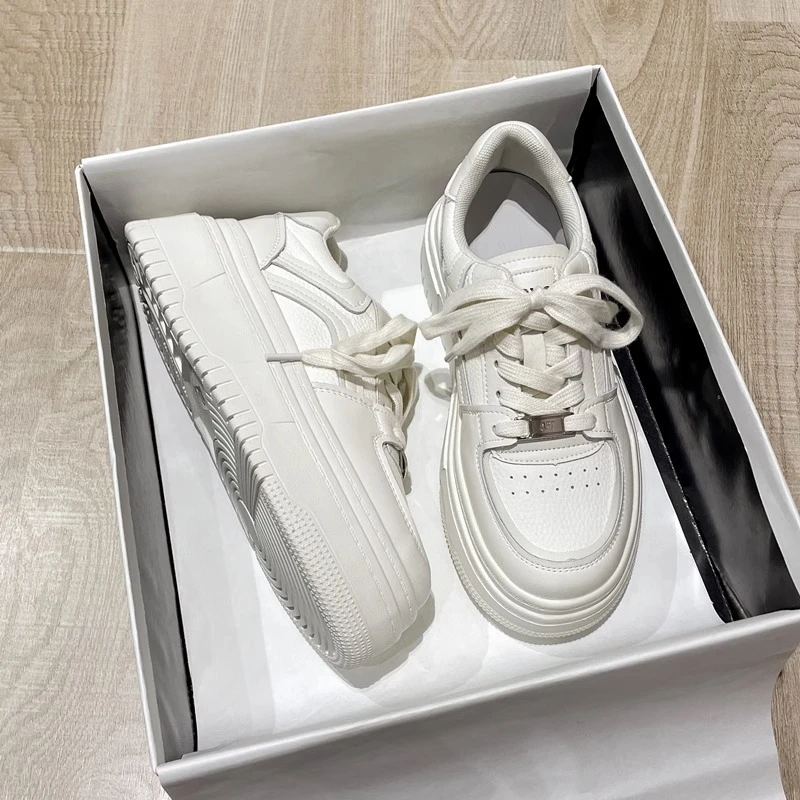 真皮厚底增高小白鞋韩版百搭休闲运动鞋子女