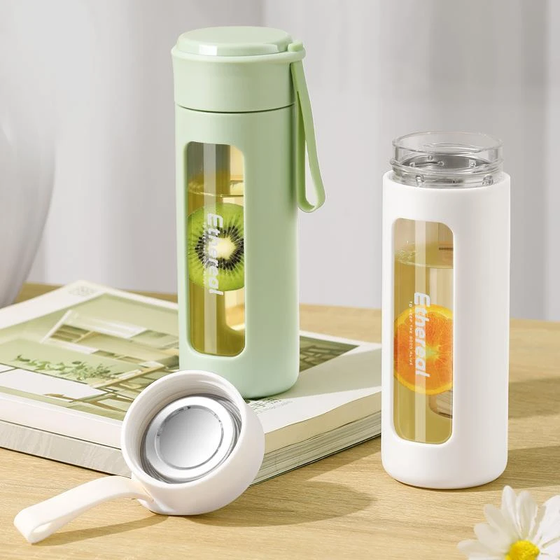 玻璃水杯女生高颜值便携耐高温2025新款简约家用茶水分离泡茶杯子