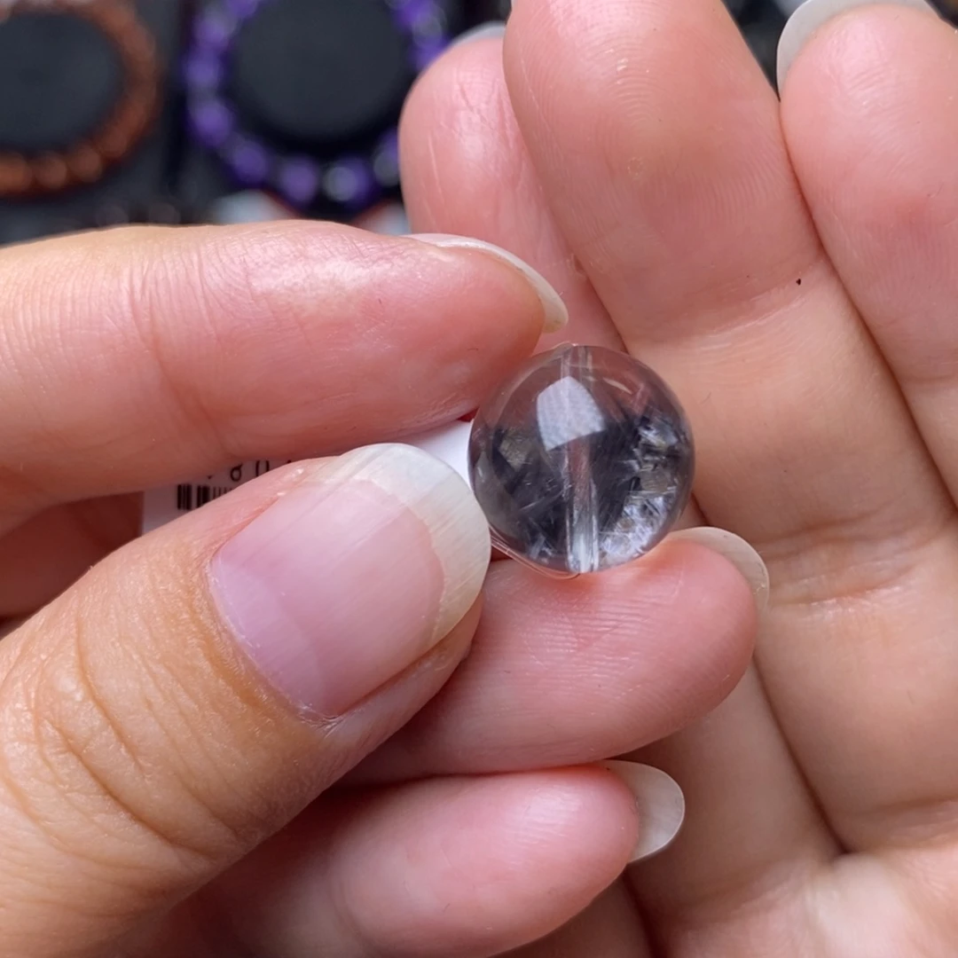 未镶嵌手链水晶黑银钛单珠12mm