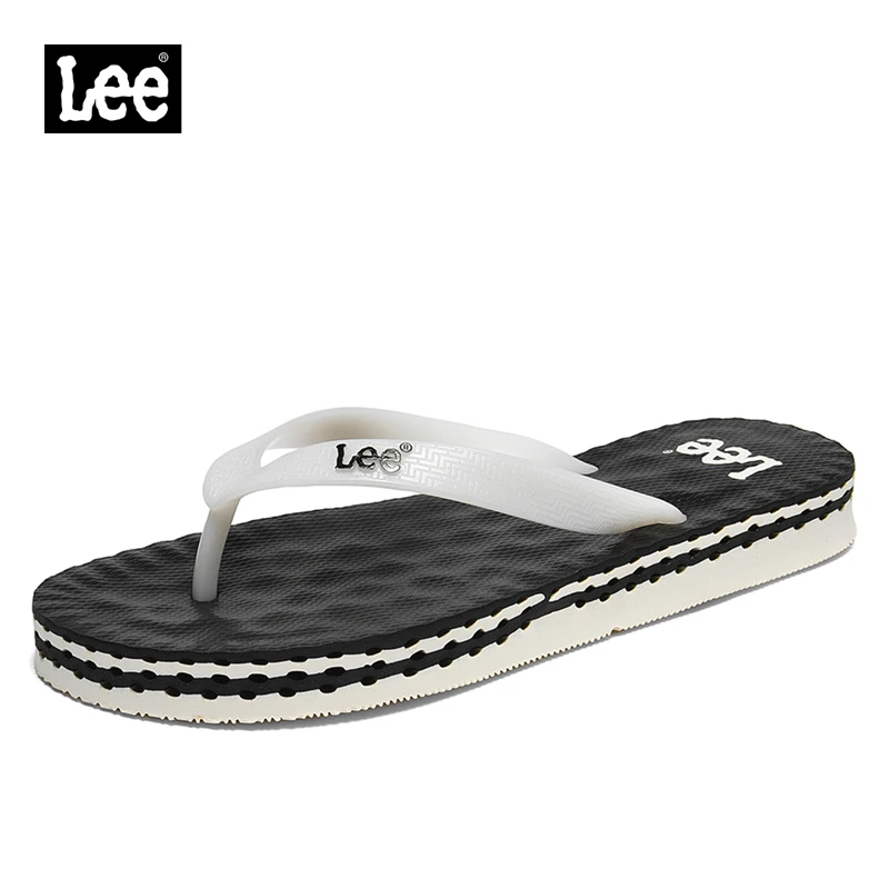 Lee休闲拖鞋夏季舒适防滑户外凉拖印花白色夹脚人字拖鞋L242UF205