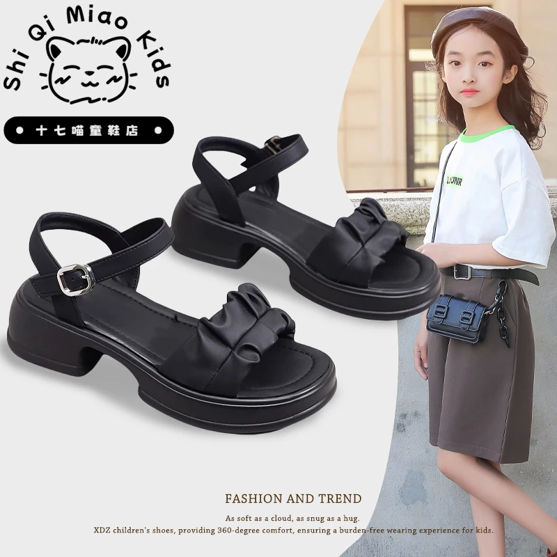 可爱风女童凉鞋夏款2025新款女孩公主大童沙滩鞋软底儿童运动鞋子