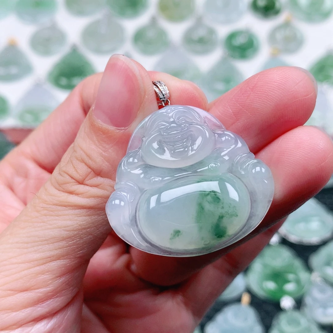 吊坠(不含链)18K金镶嵌翡翠