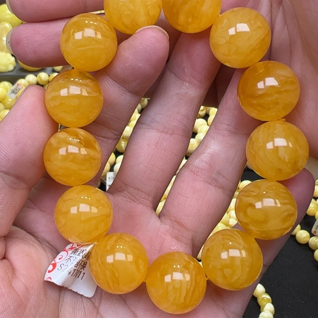 【闪购商品】琥珀珠宝奇石未镶嵌18mm43g焦皮同料精工手串