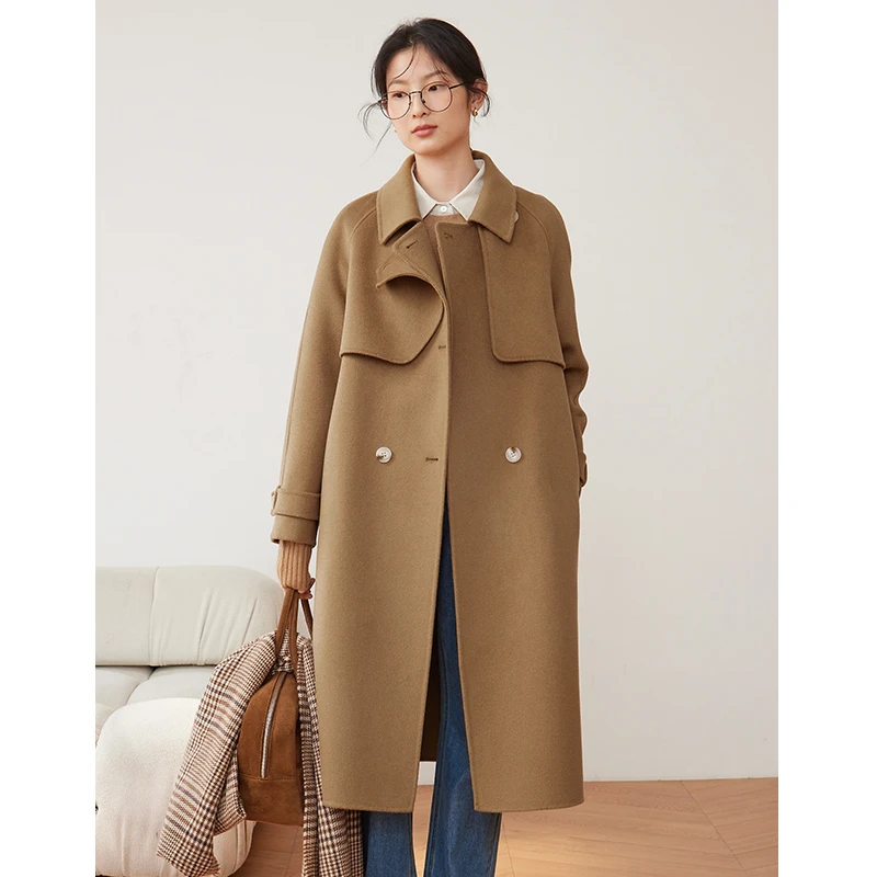 素典年中清仓【1026】羊毛双面呢小个子冬季高级感绑带中长款风衣