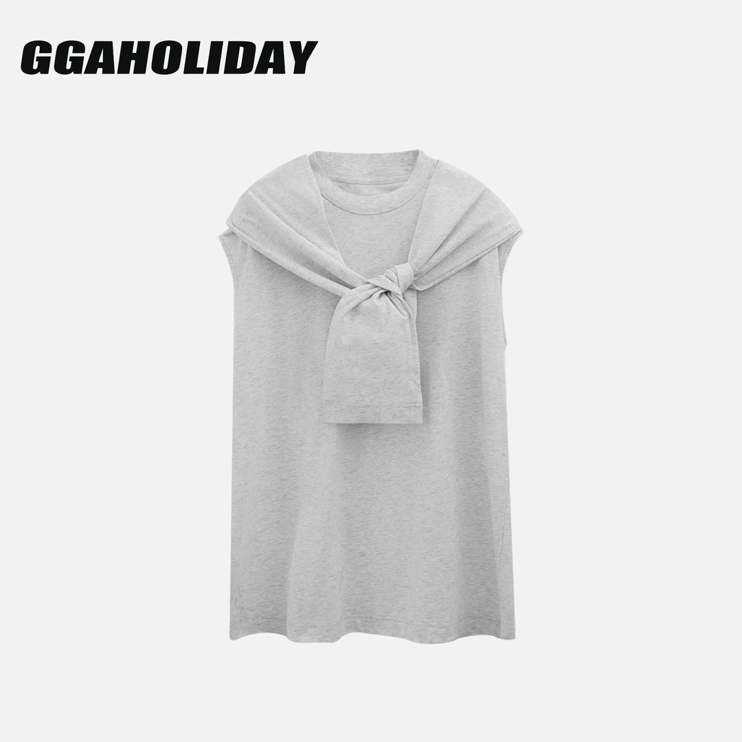 【上新】GGAHOLIDAY 解构拼接绑带 长袖背心-153215