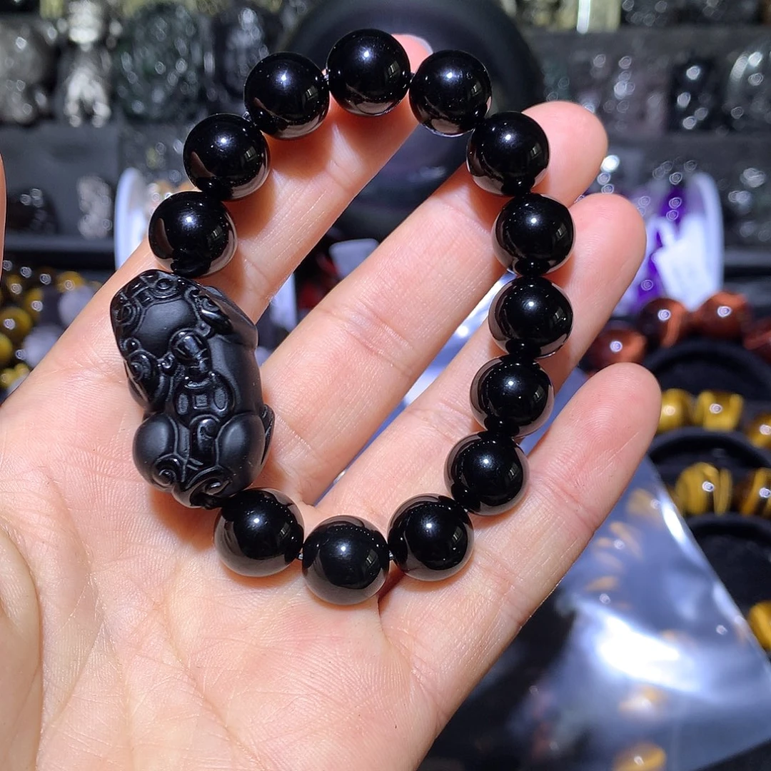 十***五黑曜岩未镶嵌手串