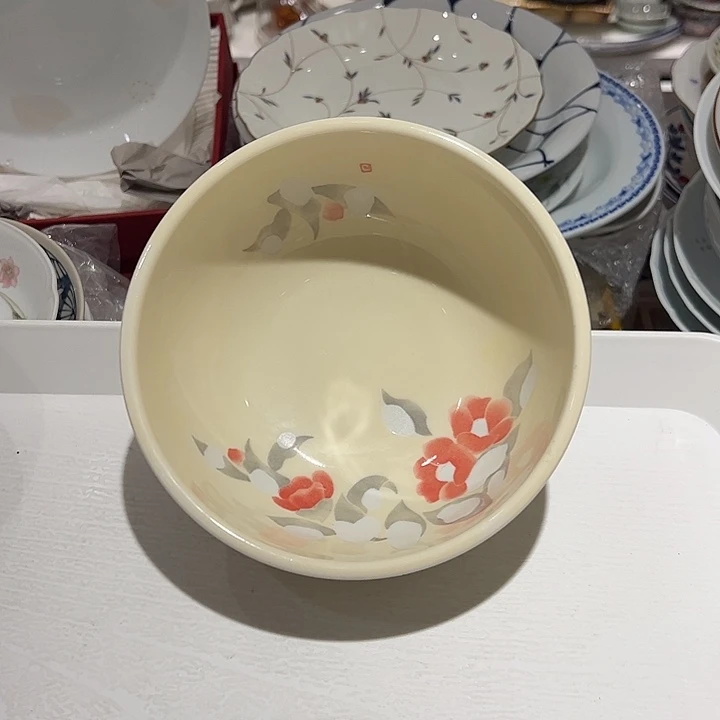美***丽瓷红花素雅大碗一个