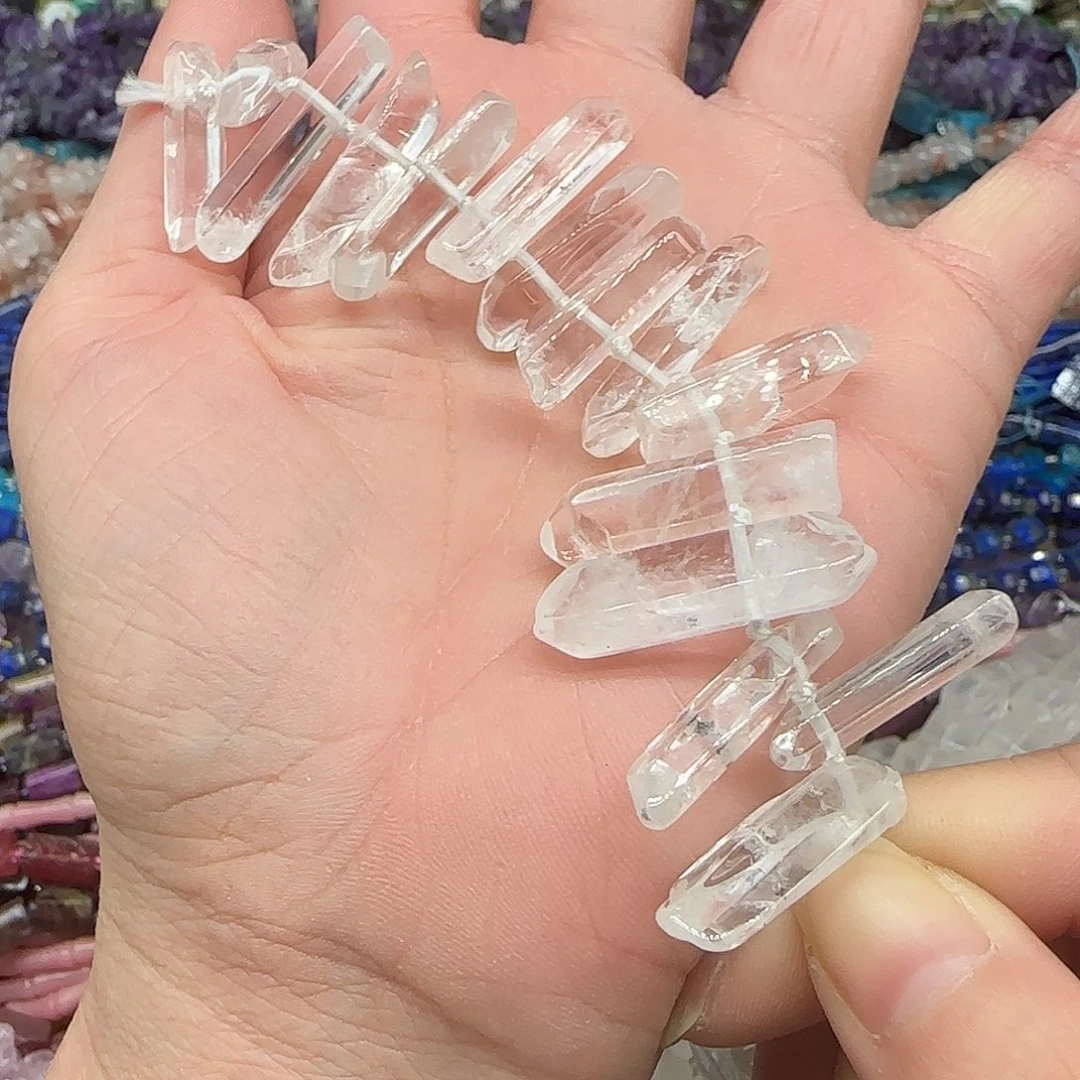玛瑙/玉髓珠宝半成品合金水晶柱半条