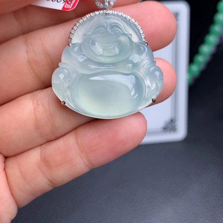 吊坠(不含链)18K金镶嵌翡翠