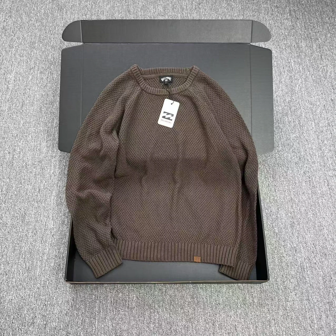 美单大码 男士全棉圆领插肩袖针织百搭毛衣针织衫 宽松型