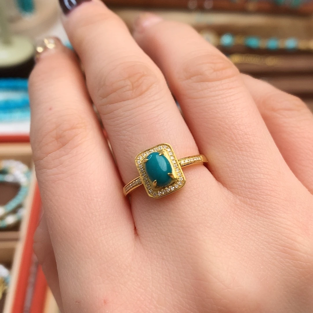 绿松石珠宝奇石18K金镶嵌