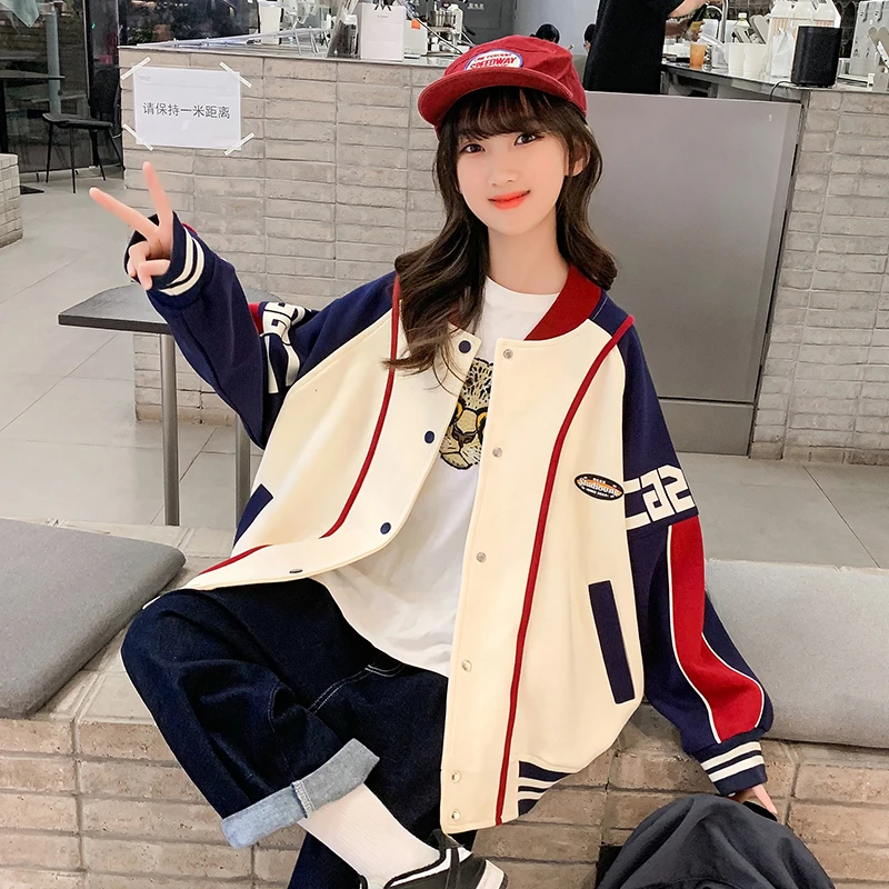 女童棒球服外套春秋装2025新款中大童洋气网红夹克衫休闲上衣春季