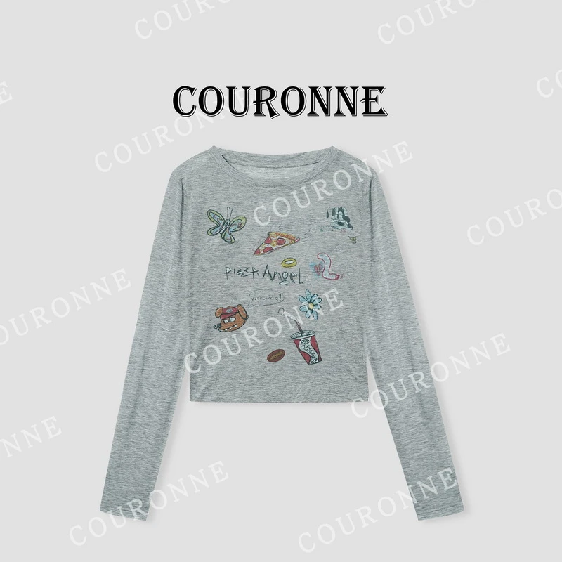 【左左】-春夏“披萨”设计感百搭潮酷修身显瘦百搭圆领长袖26988