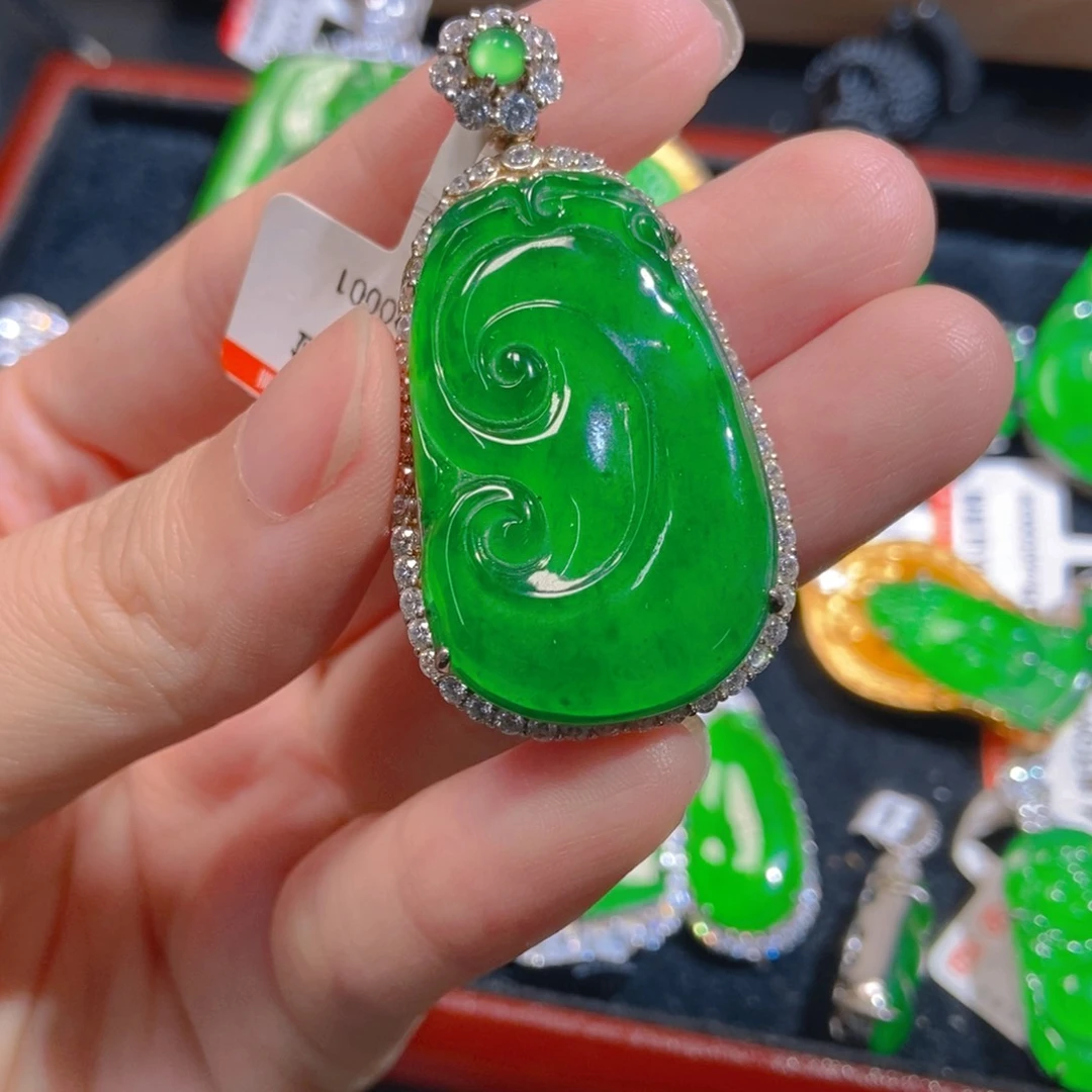 翡翠银S925镶嵌吊坠(不含链)