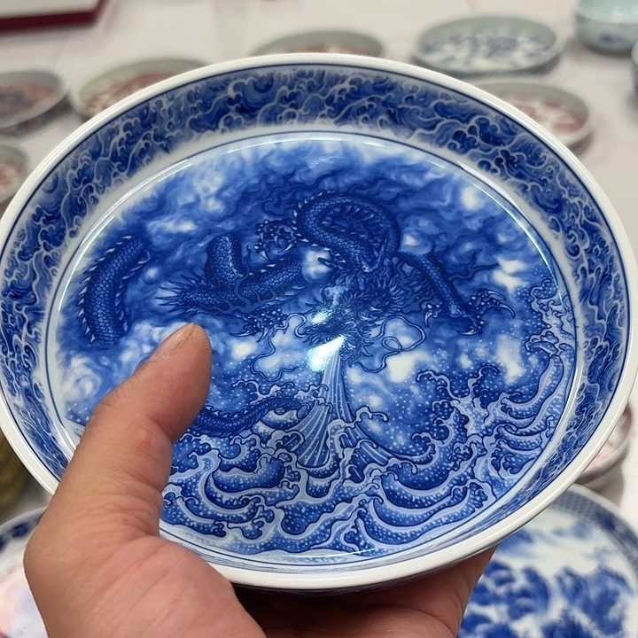 瓷片墨龙吸水大胡乘景德镇