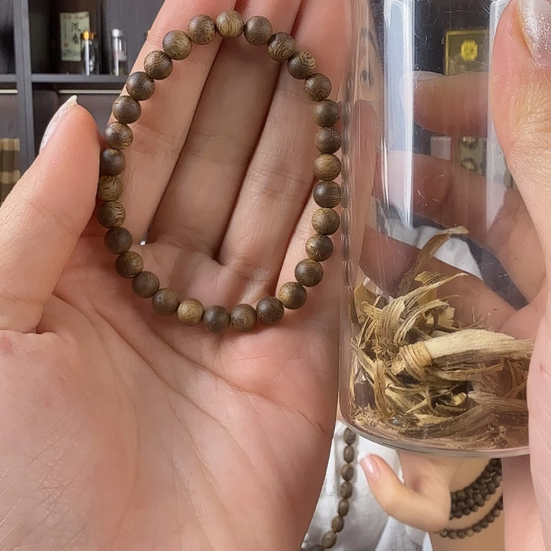 沉香碎屑沉香6mm圆珠单2g+ 乌身圆叶