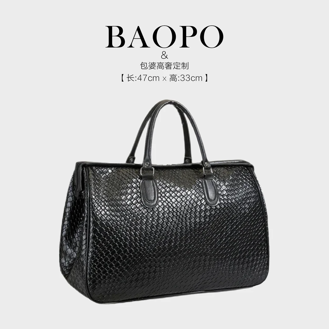 【BAOPO】 [没有内兜]{长47高33厚21}黑色编织手提大容量包包时尚