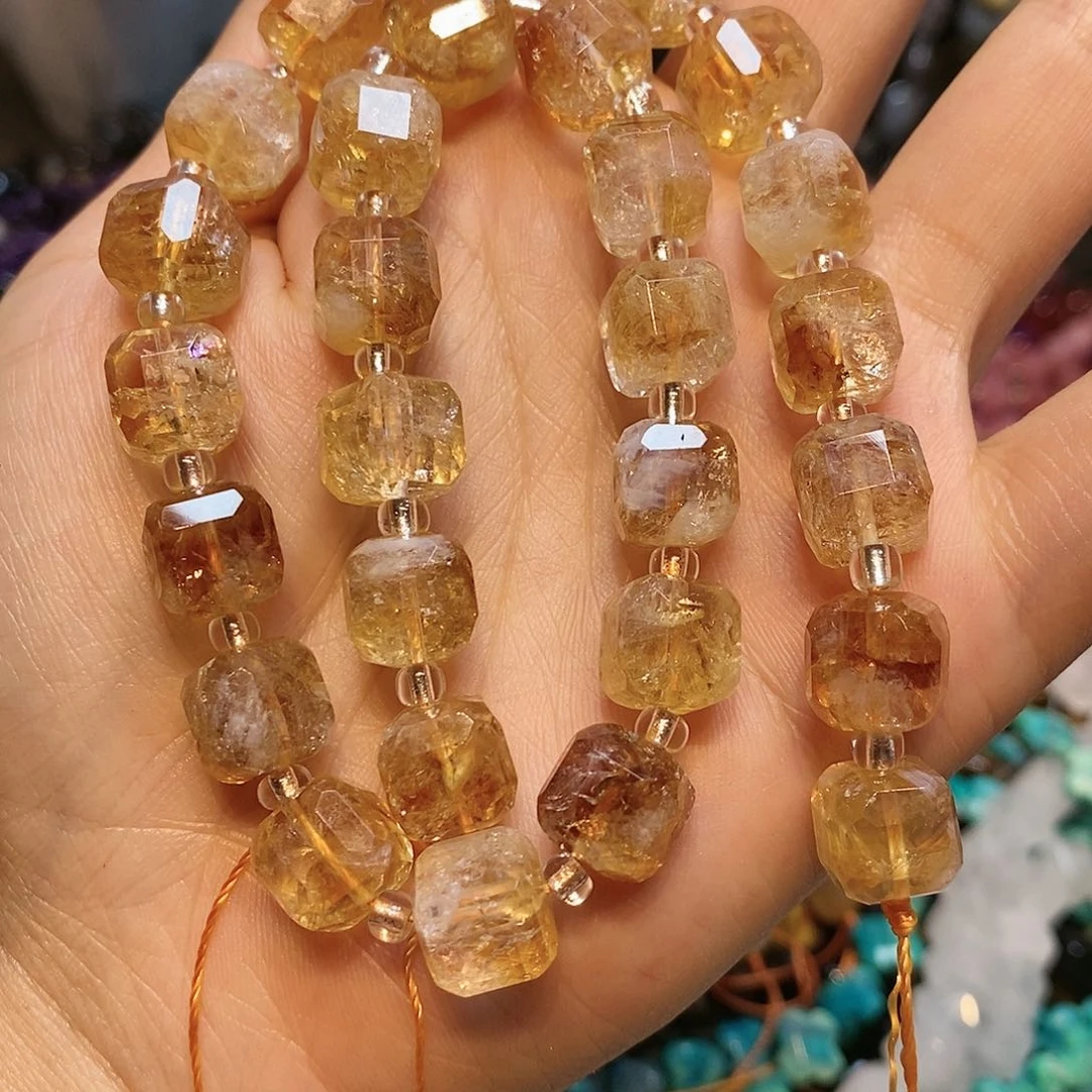 玛瑙/玉髓散珠莉***安暴力黄塔晶方糖10mm 拍两单是一条