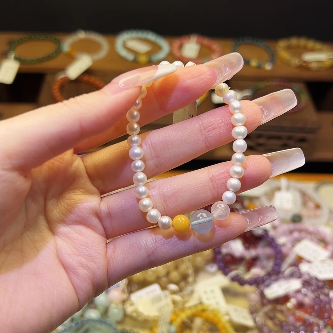 烟晶手链银S925镶嵌珍珠344