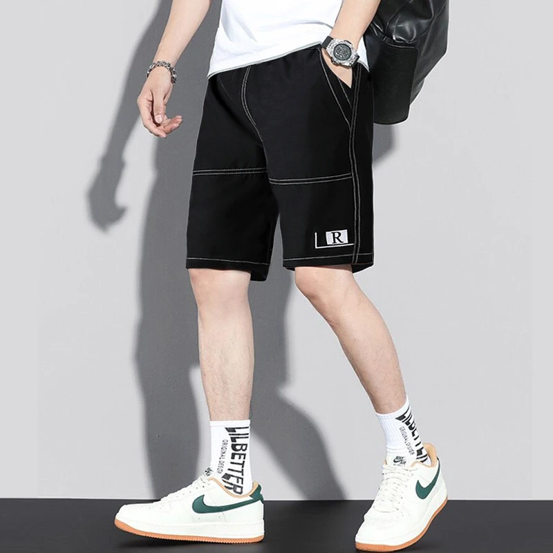 刺绣男士休闲短裤夏季新款五分裤宽松透气中裤运动大裤衩子大裤头