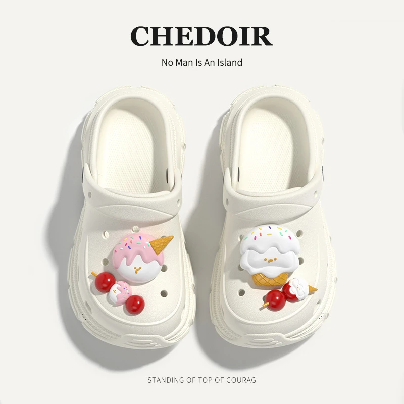 chedoir冰糖葫芦洞洞鞋女外穿夏季防滑抗菌防臭EVA沙滩鞋包头拖鞋