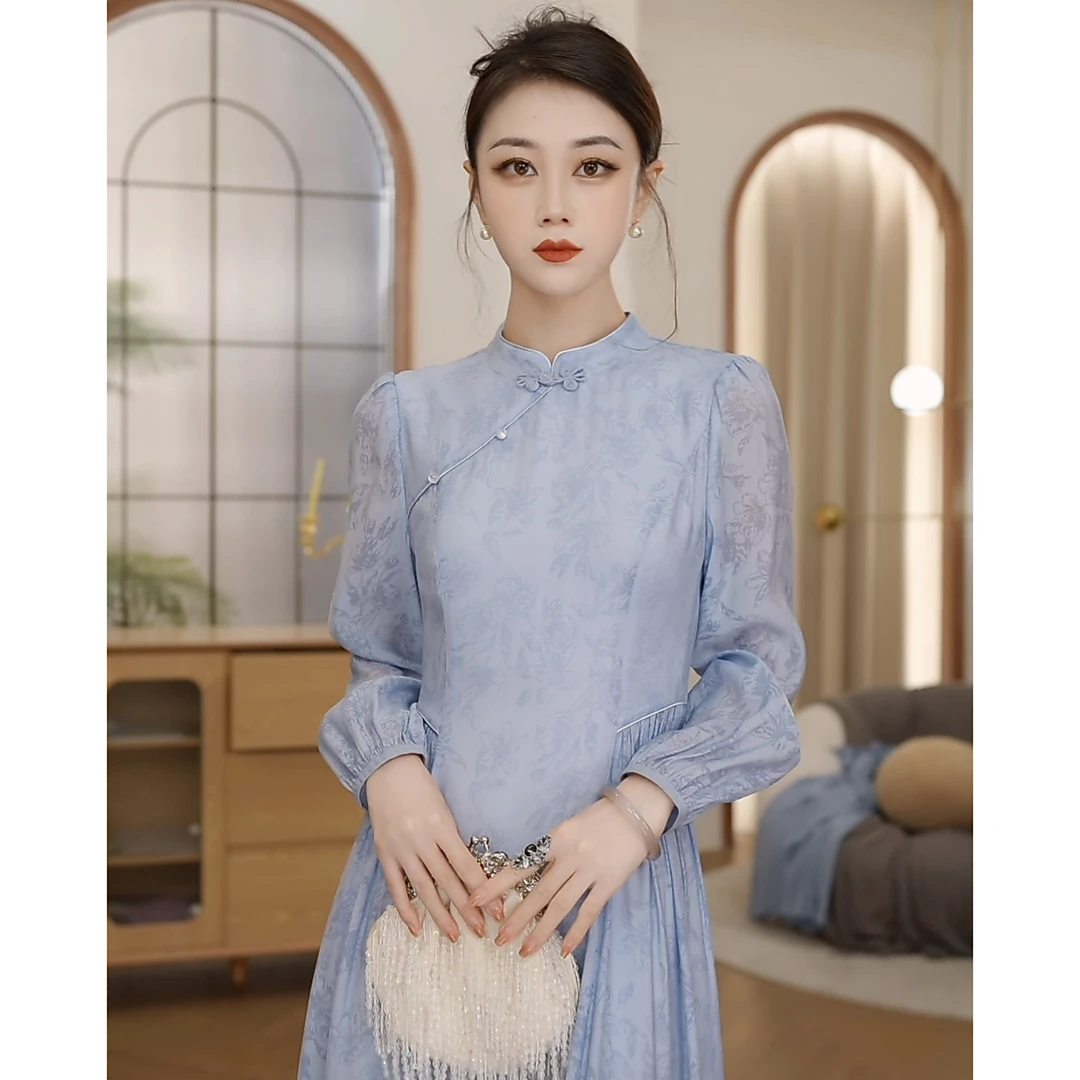 【GERT COREL/格特瑞尔】浪漫法则玉竹印花款气质连衣裙 CC243L1005