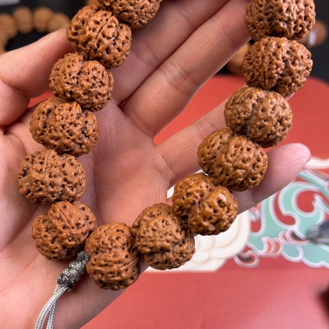 金刚菩提手串23尺寸凹底五爪金龙梅花超头定制款