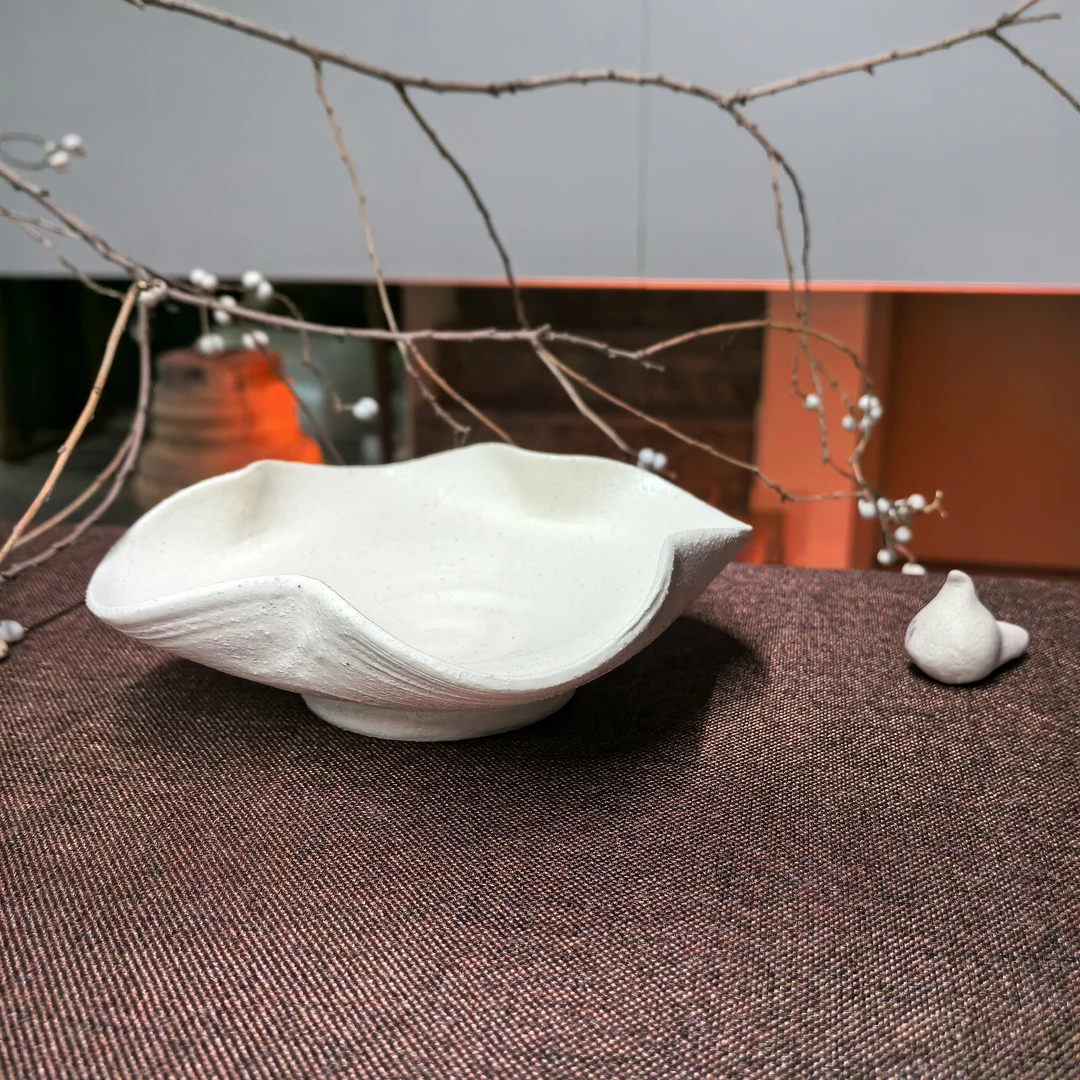 全手工灵波瓷意碗盘-个性创意纯白复古