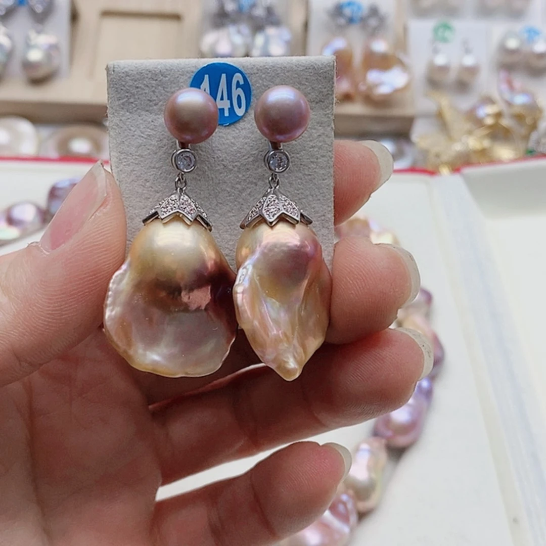 【闪购商品】淡水珍珠耳饰银S925镶嵌李*平