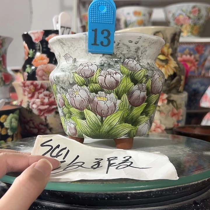 景德镇幸运花盆手绘韩式花盆