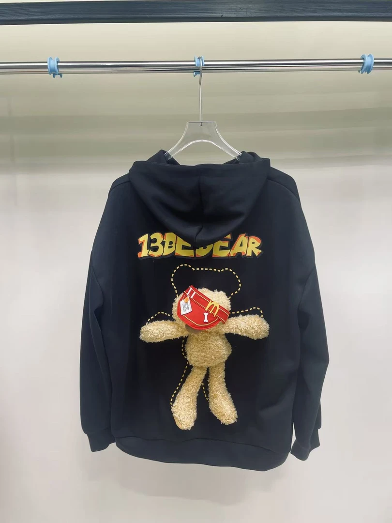 【光彩夺目】秋冬美式麦当劳联名小熊连帽休闲百搭宽松卫衣（155）