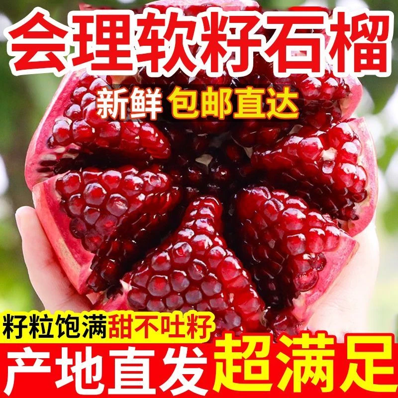 四川会理正宗突尼斯软籽石榴5斤新鲜当季水果鲜甜多汁饱满Tz